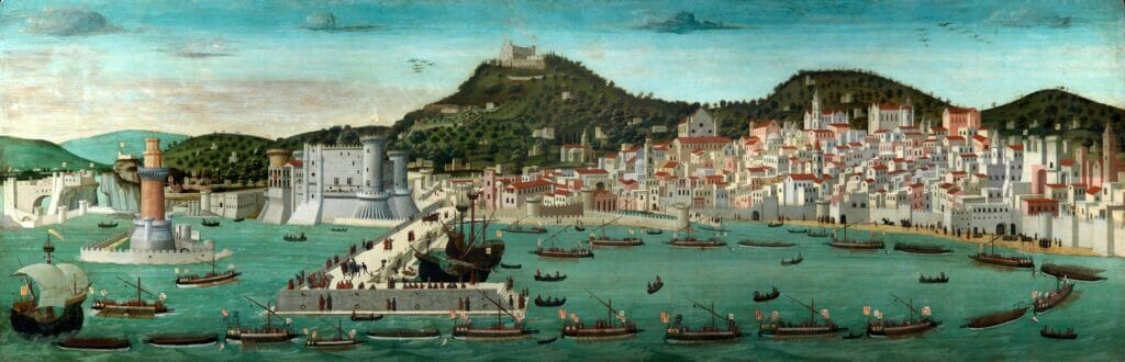 Tavola Strozzi, Vue de la ville de Naples depuis la mer, 1472, Musée de San Martino, Naples